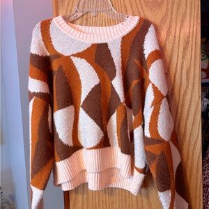 Cotton On Abstract Sweater - Brown, Cream, and Orange